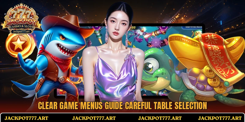 Clear game menus guide careful table selection