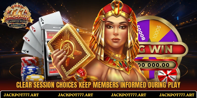Clear session choices keep members informed during play