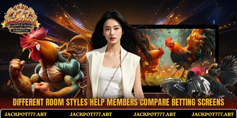 Different room styles help members compare betting screens