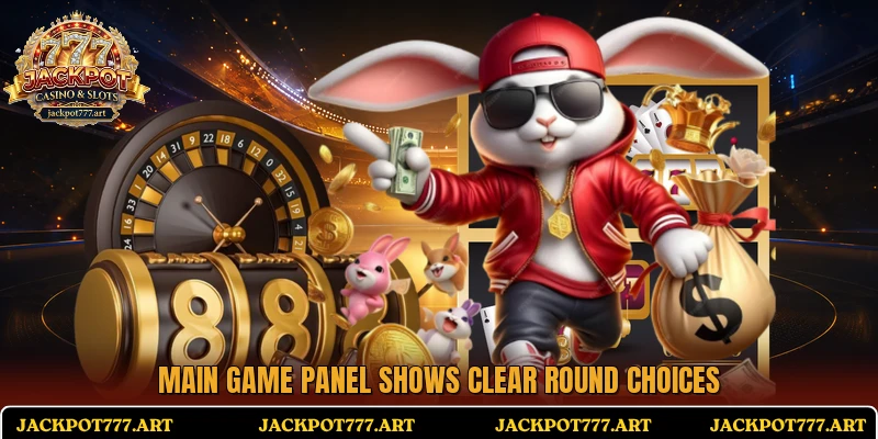 Main game panel shows clear round choices