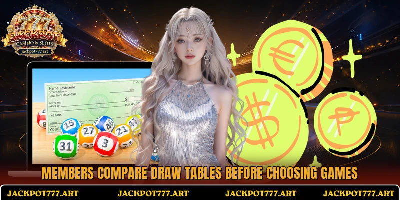 Members compare draw tables before choosing games