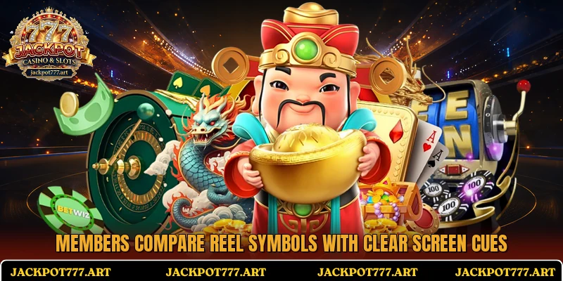 Members compare reel symbols with clear screen cues