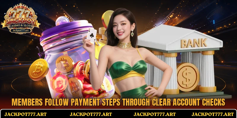 Members follow payment steps through clear account checks