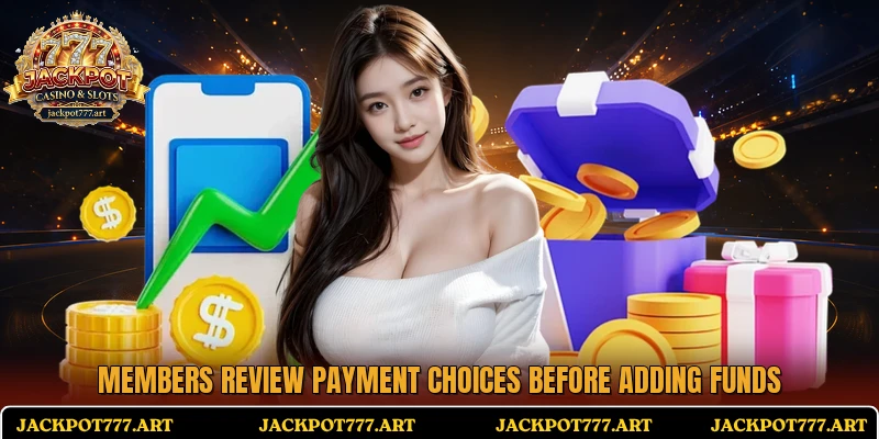 Members review payment choices before adding funds